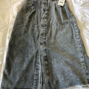 Free People Denim Skirt, Size 27, Black Acid